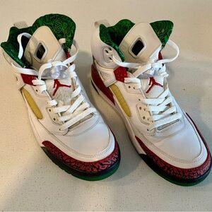 Rare Spizike 40-a Jordan Retro Basketball Shoes - White/Red/Green/Gold